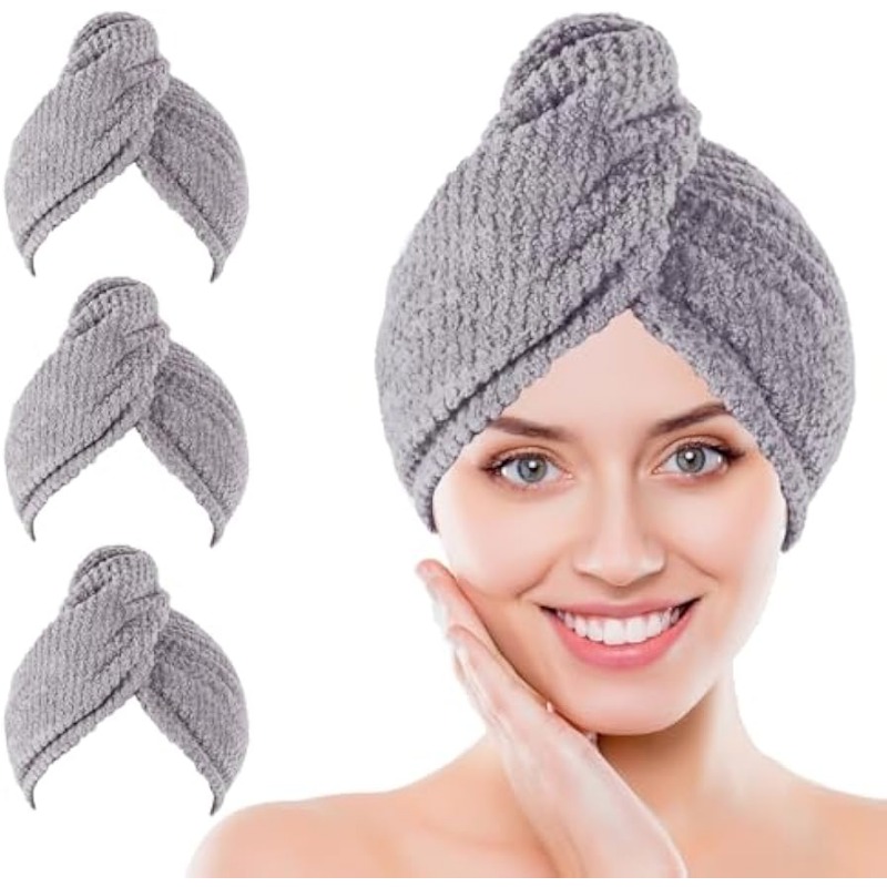 Hair Turban Towel - Суперабсорбирующее быстросохнущее полотенце для волос, шапочка-тюрбан