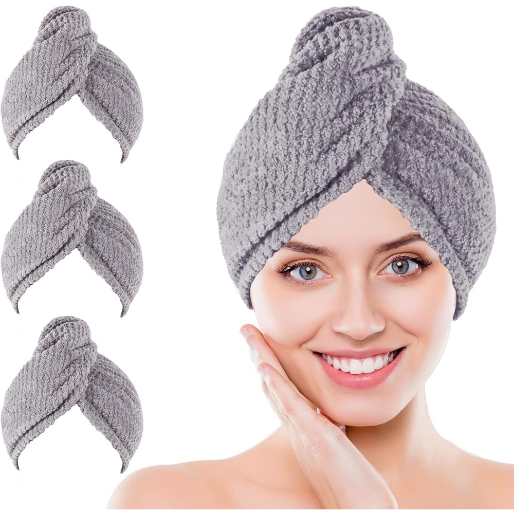 Hair Turban Towel - Набор из 3 мягких быстросохнущих тюрбанов-полотенец